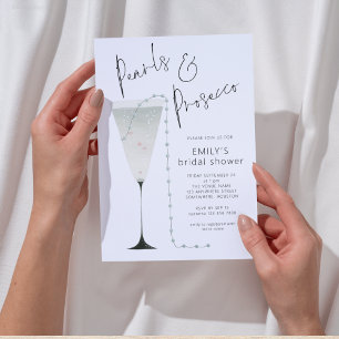Minimalistisk Möhippa av pärlor och Prosecco Inbjudningar