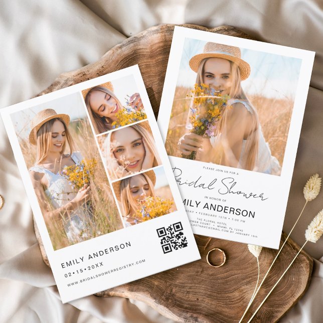 Minimalistisk Möhippa av QR-kod för foto, vit (Skapare uppladdad)