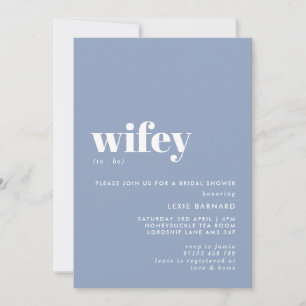 Minimalistisk Möhippa av Sage Dusty Blue Wifey Inbjudningar