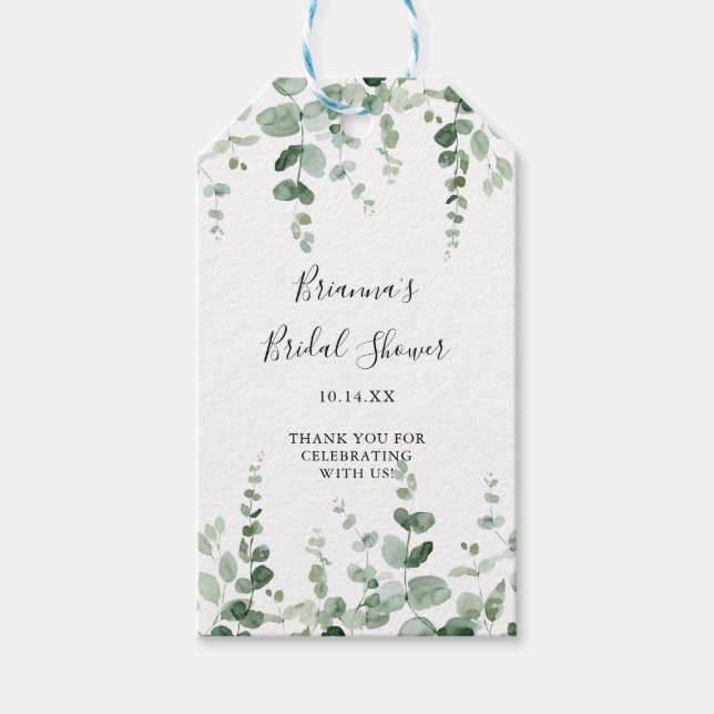 Minimalistisk Möhippa för Eucalyptus-Grönt Presentetikett (Framsidan)