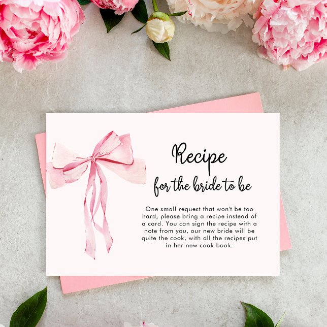 Minimalistisk Möhippa för Rosa Bow Recipe Tilläggskort (Skapare uppladdad)