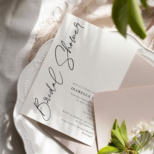 Minimalistisk Möhippa för svart och vitt skript Inbjudningar (Skapare uppladdad)