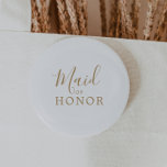 Minimalistisk Möhippa Guld Maid of honor Knapp<br><div class="desc">Denna minimalistiska knapp för möhippa i guld maid of honor är perfekt för en enkel möhippa. Den moderna romantiska designen har klassisk guld och vit typografi parad med en rografi av rustik men elegant med vintage hand-bokstäver i stil. Anpassade i alla färg. Behålla designen enkel och elegant, som den är,...</div>