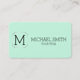 Minimalistisk monogram Aero Blue-bakgrund Visitkort