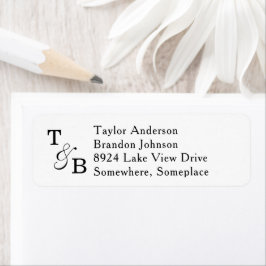 Minimalistisk monogram Ampersand White Wed Adress Returadress Etikett