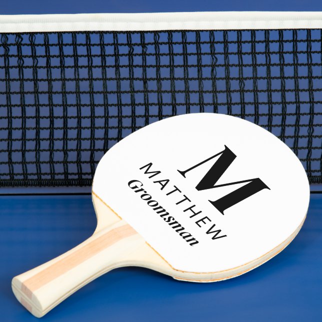 Minimalistisk monogram anpassad bröllopspresent fö pingisracket (Insitu)