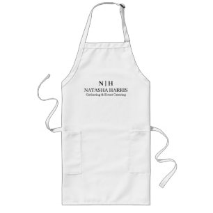 Minimalistisk monogram & anpassad logotyp fickdesi långt förkläde