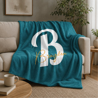 Minimalistisk Monogram Anpassat Namn Fleecefilt