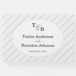 Minimalistisk monogram-Anpassningsbar Grått stripe Gästböcker