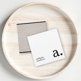 Minimalistisk monogram Beige Faux Linen Initial Na Anteckningskort