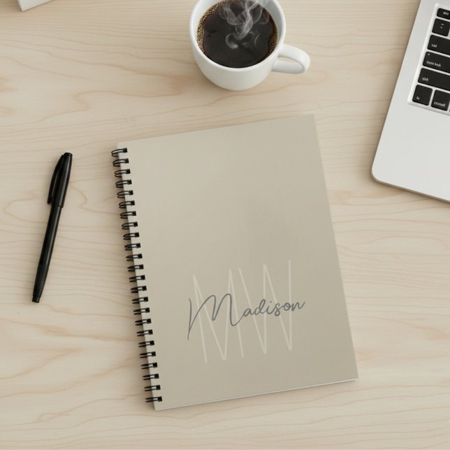 Minimalistisk monogram beige workshop anteckningsbok (Minimalist Monogram Beige Workshop Notebook)