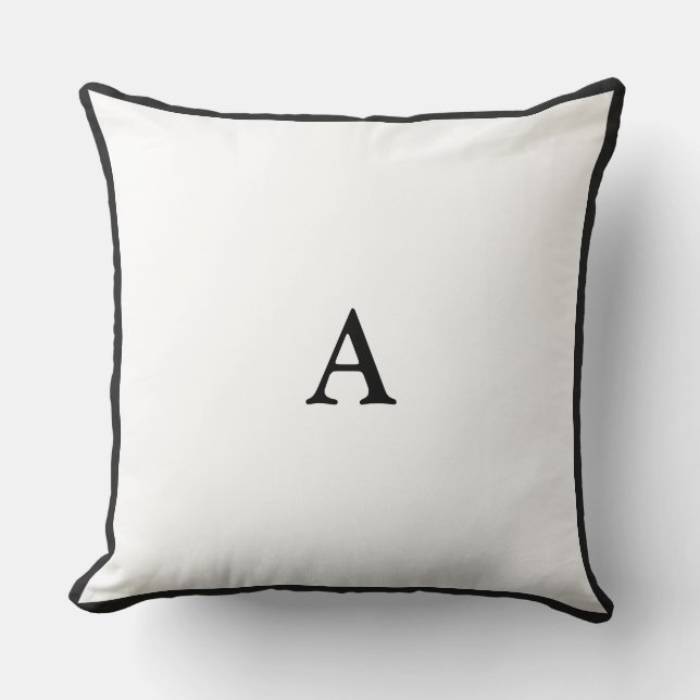 Minimalistisk Monogram Black Gräns Dekorativ kudde (Framsida)