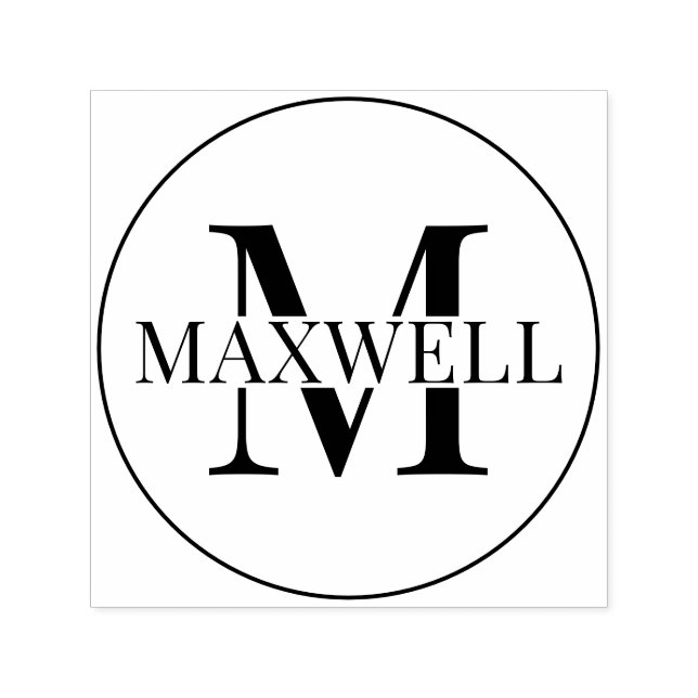 Minimalistisk Monogram Black Grått-Anpassningsbar Självfärgande Stämpel (Design)