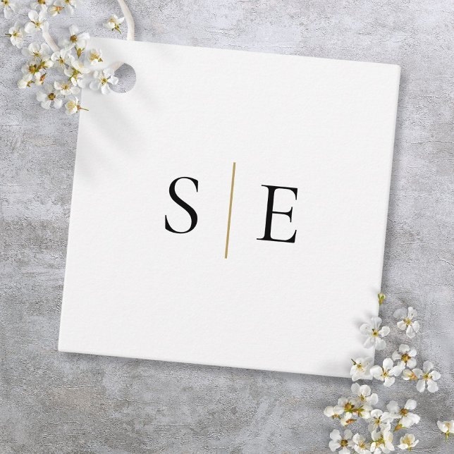 Minimalistisk Monogram Black Guld Elegant- Gåvor Etiketter (Monogram Black Gold Elegant Minimalist Favor Tags)