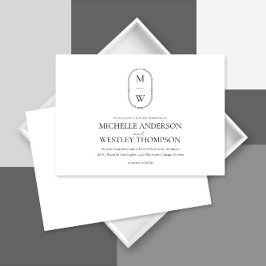 Minimalistisk Monogram Black & White Bröllop Inbjudningar