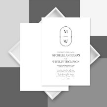 Minimalistisk Monogram Black & White Bröllop