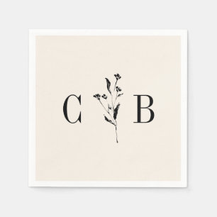 Minimalistisk Monogram-Blommigt Elfenbenskusten Cr Pappersservett