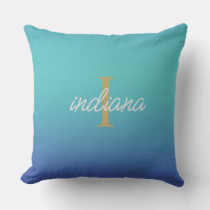 Minimalistisk monogram Blue Ombre Kudde