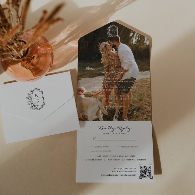 Minimalistisk Monogram Bröllop-fotoQR-kod (Skapare uppladdad)