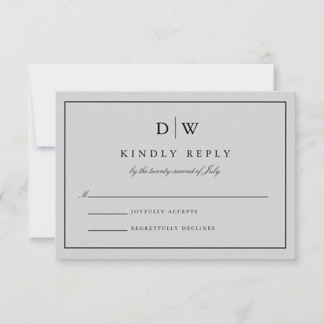 Minimalistisk Monogram Bröllop OSA Kort (Framsida)
