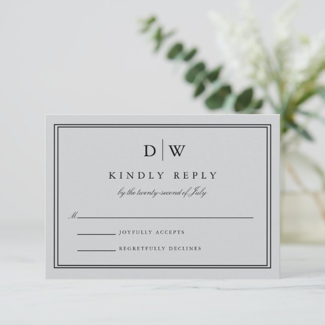 Minimalistisk Monogram Bröllop OSA Kort (Stående Fram)