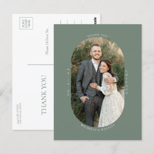 Minimalistisk Monogram Bröllop Photo Tack Vykort