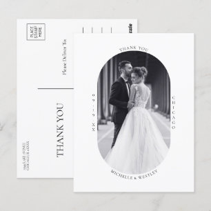 Minimalistisk Monogram Bröllop Photo Tack Vykort