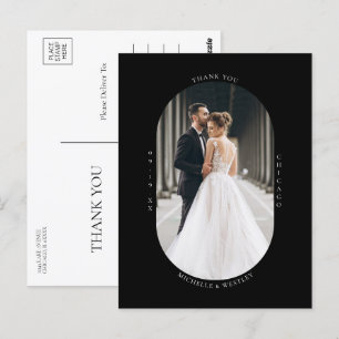 Minimalistisk Monogram Bröllop Photo Tack Vykort