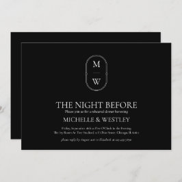 Minimalistisk Monogram Bröllop-repetitionsmiddag Inbjudningar