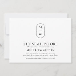 Minimalistisk Monogram Bröllop-repetitionsmiddag Inbjudningar