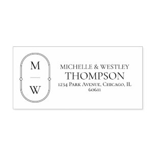 Minimalistisk Monogram Bröllop-Returadress Självfärgande Stämpel