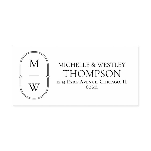 Minimalistisk Monogram Bröllop-Returadress Självfärgande Stämpel (Design)