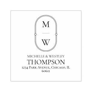 Minimalistisk Monogram Bröllop-Returadress Stämpel