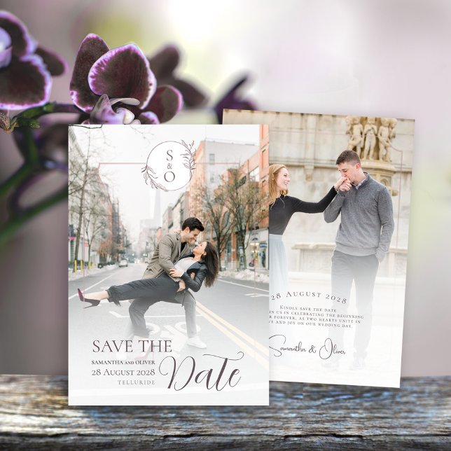 Minimalistisk Monogram Bröllop Save the Date-kort Spara Datumet (Skapare uppladdad)