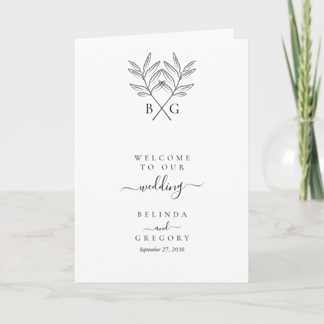 Minimalistisk Monogram Bröllop-serviceorder Program (Framsida)