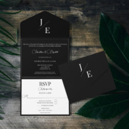 Minimalistisk Monogram Bröllop | Svart