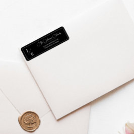 Minimalistisk Monogram Bröllop | Svart Returadress Returadress Etikett
