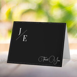 Minimalistisk Monogram Bröllop | Svart Tack Kort