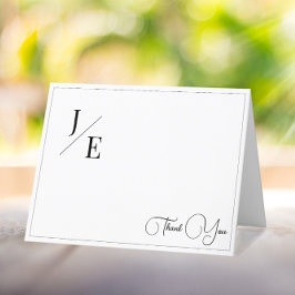 Minimalistisk Monogram Bröllop Tack | Vit