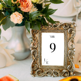 Minimalistisk Monogram Bröllop | Vit mottagning Bordsnummer
