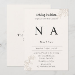 Minimalistisk Monogram Bröllopsinbjudan Inbjudningar