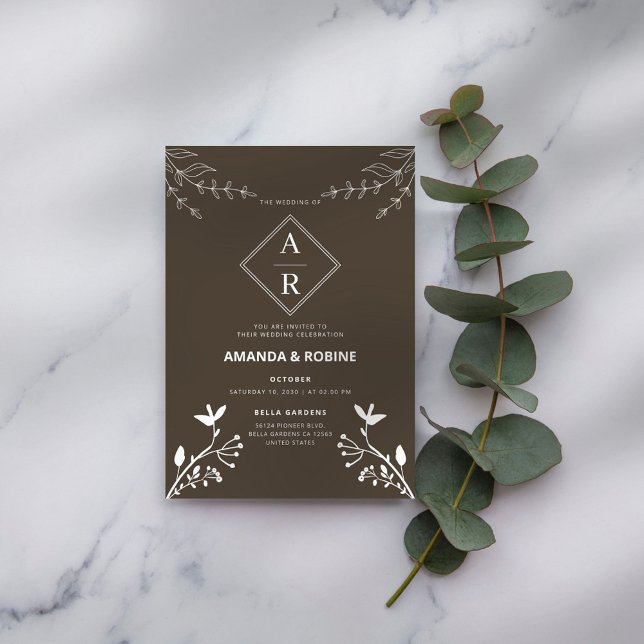 Minimalistisk Monogram-bröllopsinbjudan Inbjudningar (Skapare uppladdad)