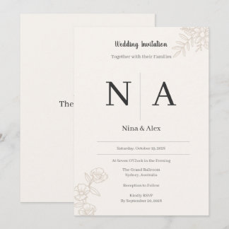Minimalistisk Monogram Bröllopsinbjudan Inbjudningar