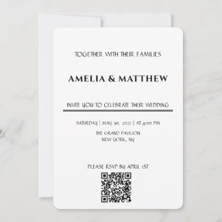Minimalistisk monogram bröllopsinbjudan med QR-kod Inbjudningar