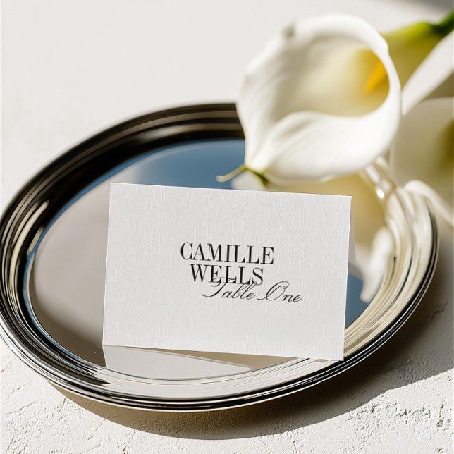 Minimalistisk monogram bröllopsplatskort gästnamn bordsnummer (Minimalist Monogram Wedding Place Card Guest Name)