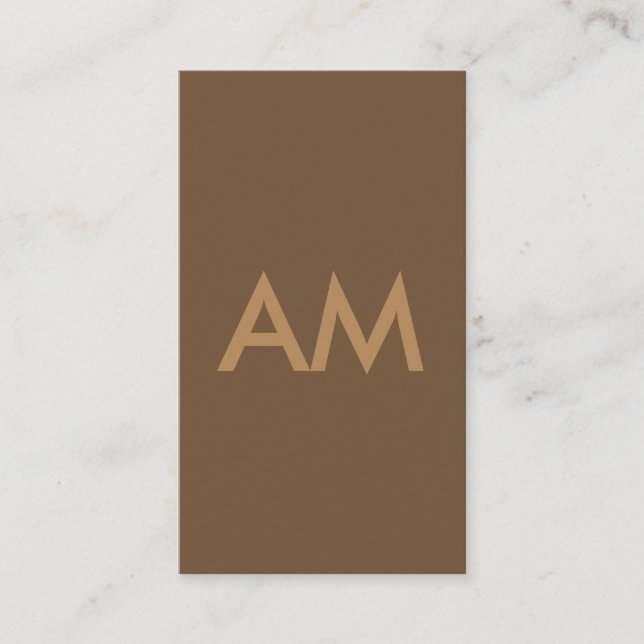 Minimalistisk Monogram Brown Visitkort (Framsida)
