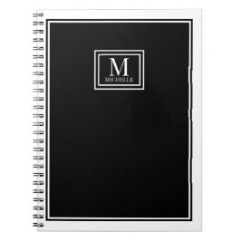 Minimalistisk Monogram Chic Dubbel Ram Svart Anteckningsbok