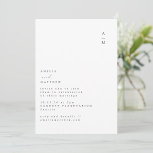Minimalistisk monogram-Chic för Trendig, Bröllop Inbjudningar