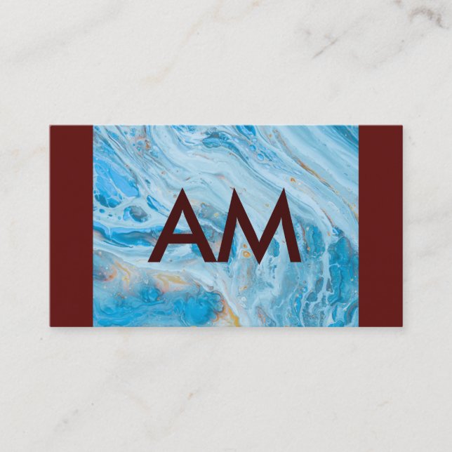 Minimalistisk monogram Deep Red | Marble Visitkort (Framsida)