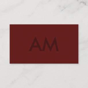 Minimalistisk monogram Deep Red Visitkort